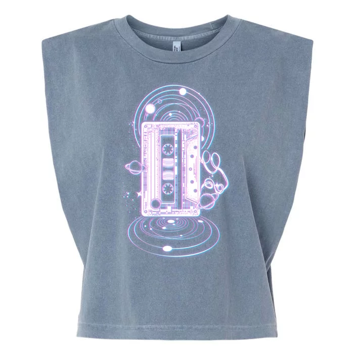 Galaxy Retro Space Cassette Tape Garment-Dyed Women's Muscle Tee