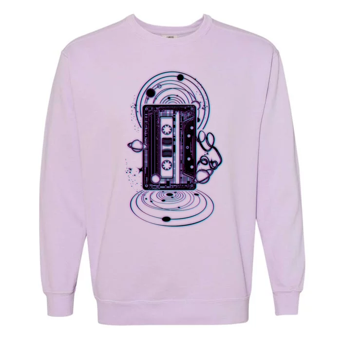 Galaxy Retro Space Cassette Tape Garment-Dyed Sweatshirt