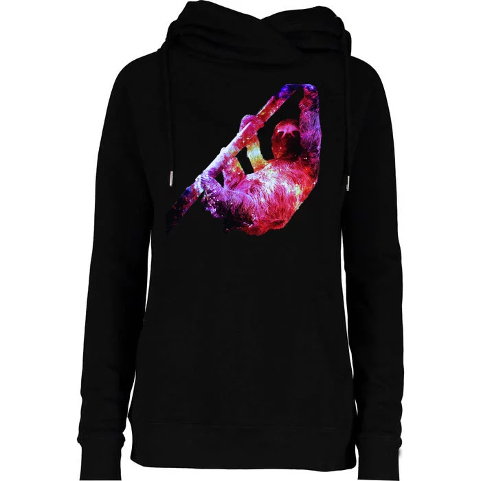 Galaxy Sloth Nebula Womens Funnel Neck Pullover Hood