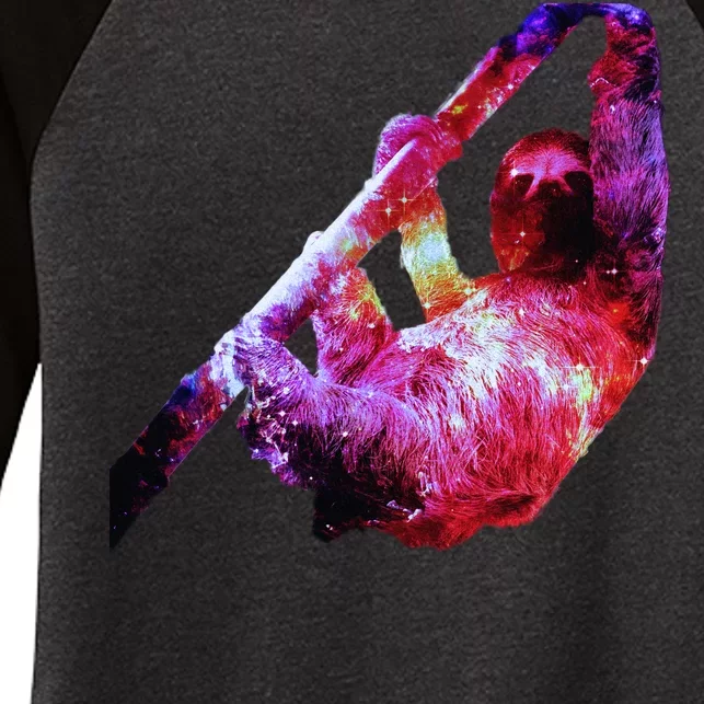 Galaxy Sloth Nebula Women's Tri-Blend 3/4-Sleeve Raglan Shirt