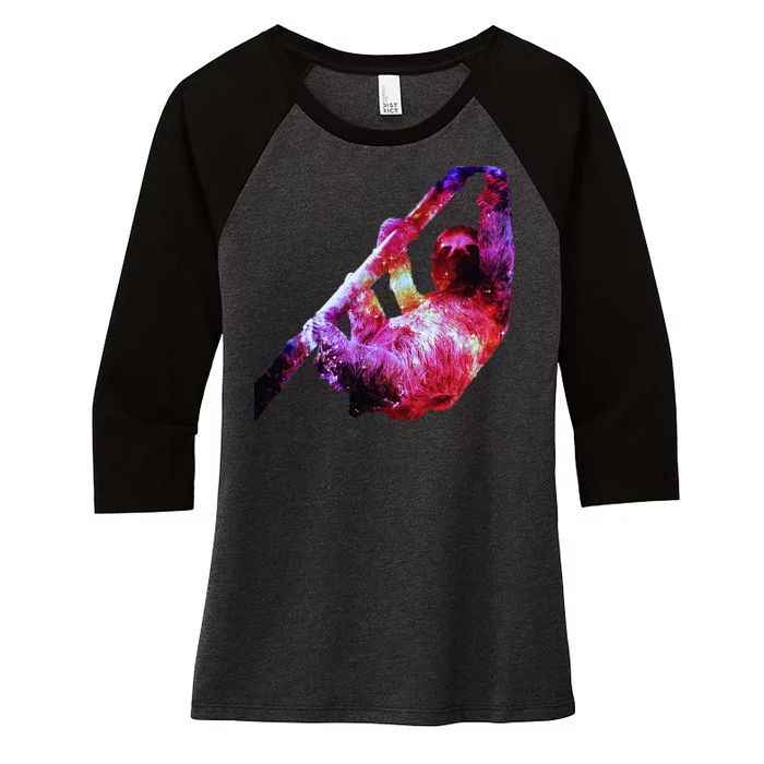 Galaxy Sloth Nebula Women's Tri-Blend 3/4-Sleeve Raglan Shirt