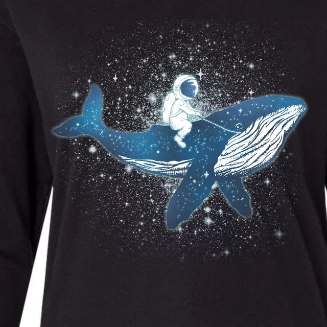 Galaxy Space Astronaut Whale Womens Cotton Relaxed Long Sleeve T-Shirt