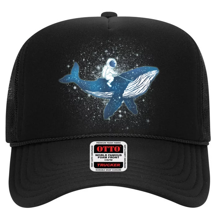 Galaxy Space Astronaut Whale High Crown Mesh Trucker Hat