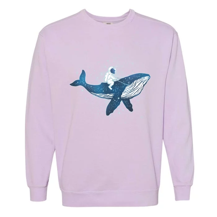 Galaxy Space Astronaut Whale Garment-Dyed Sweatshirt