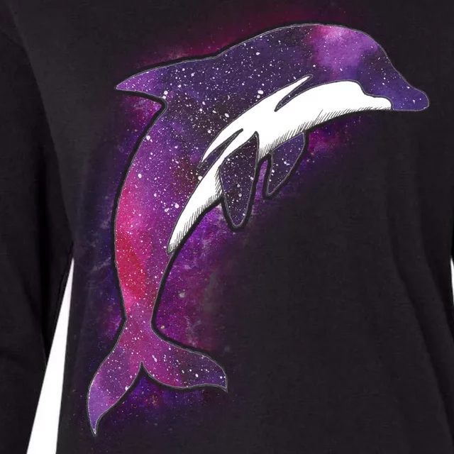 Galaxy Stars Dolphin Womens Cotton Relaxed Long Sleeve T-Shirt