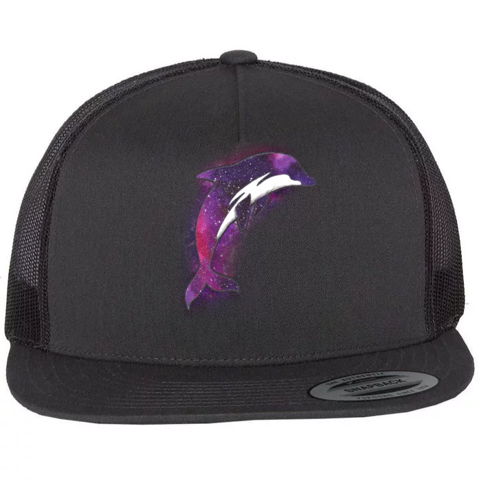 Galaxy Stars Dolphin Flat Bill Trucker Hat