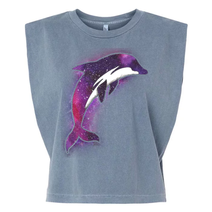 Galaxy Stars Dolphin Garment-Dyed Women's Muscle Tee