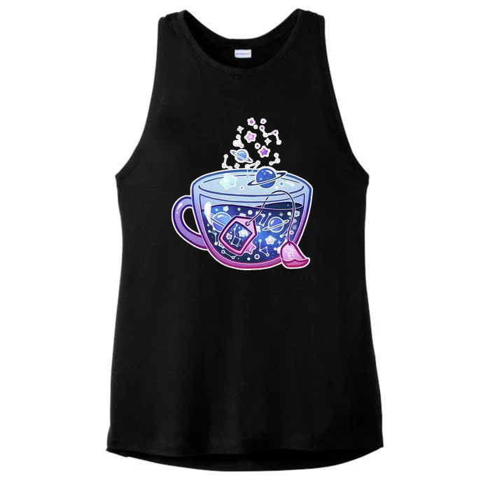 Galaxy Tea Cool Space Graphic Ladies Tri-Blend Wicking Tank