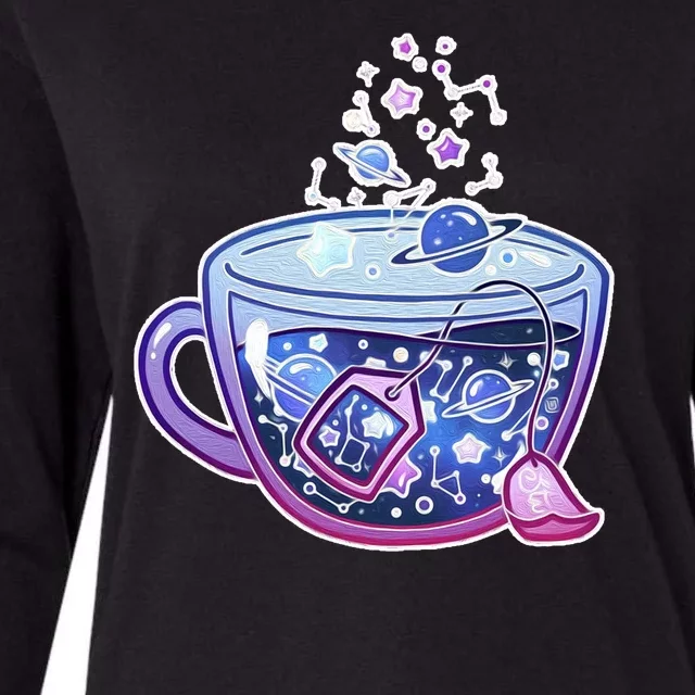 Galaxy Tea Cool Space Graphic Womens Cotton Relaxed Long Sleeve T-Shirt