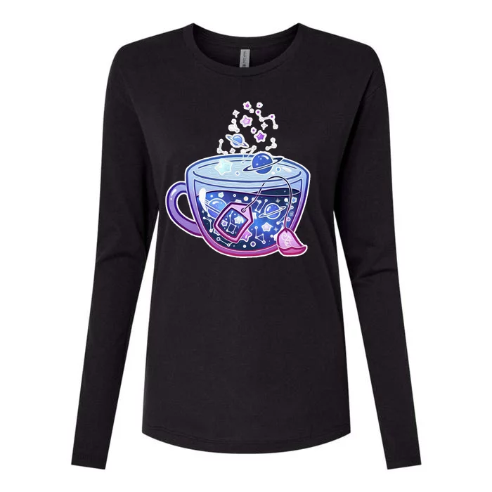 Galaxy Tea Cool Space Graphic Womens Cotton Relaxed Long Sleeve T-Shirt