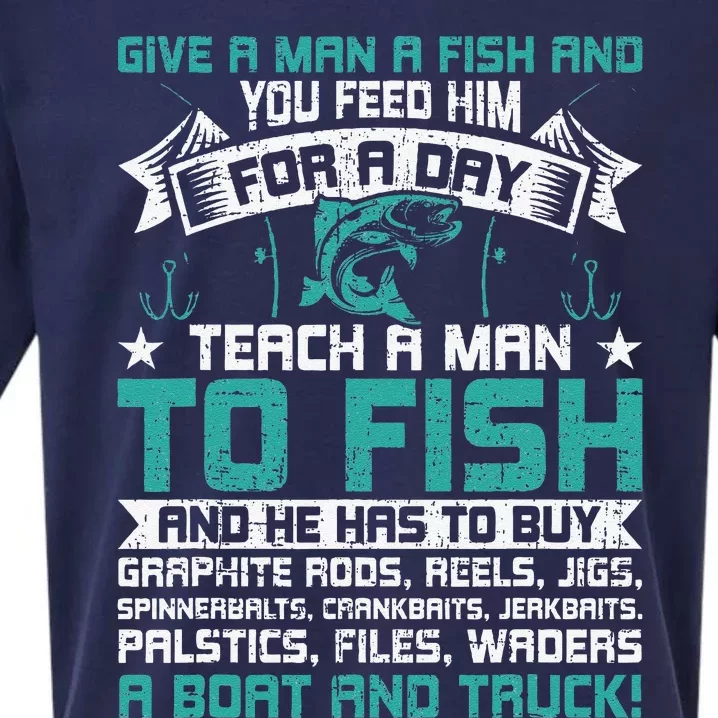 Give A Man A Fish Carp Fly Fishing Angling Sueded Cloud Jersey T-Shirt