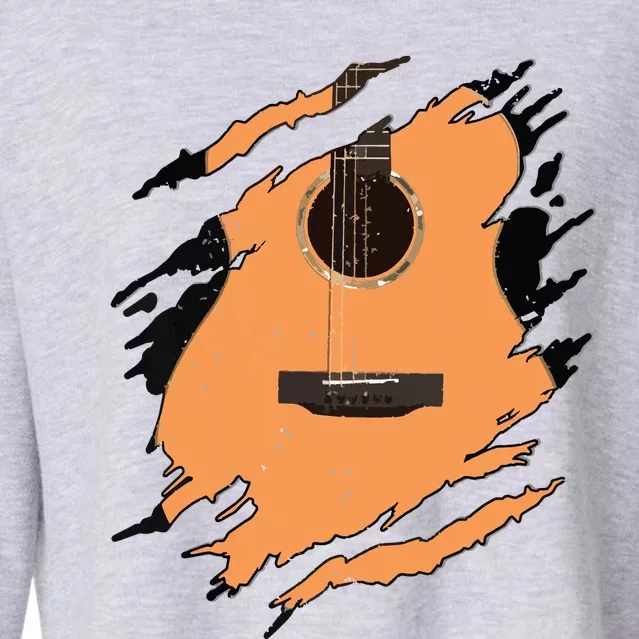 Guitar Acoustic Music Guitarist Musician Gift Cropped Pullover Crew