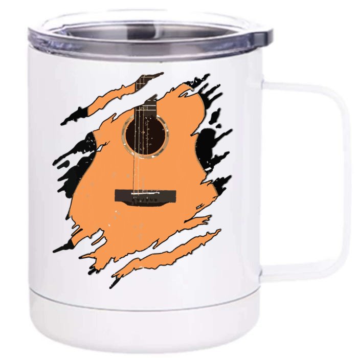 Guitar Acoustic Music Guitarist Musician Gift Front & Back 12oz Stainless Steel Tumbler Cup