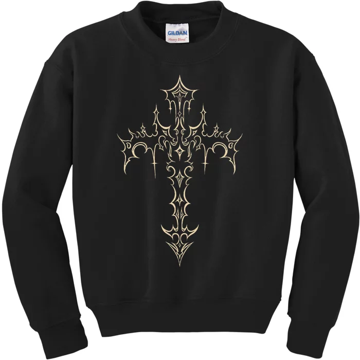 Grunge Aesthetic Mall Goth Gothic Cross Kids Sweatshirt