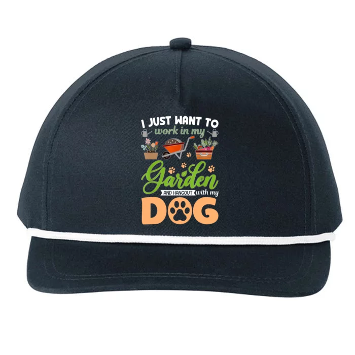 Garden And My Dog Plants Lover Funny Gardener Gardening Snapback Five-Panel Rope Hat