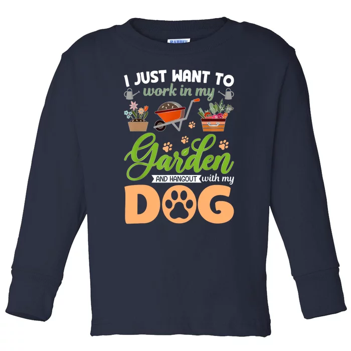 Garden And My Dog Plants Lover Funny Gardener Gardening Toddler Long Sleeve Shirt