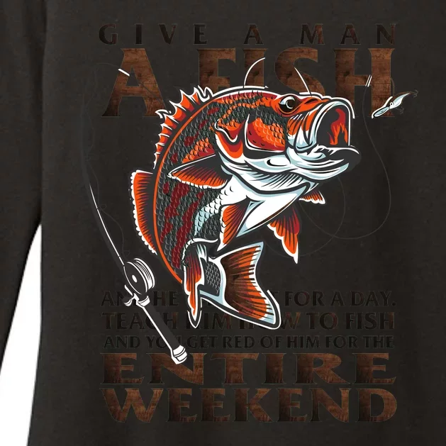 Give A Man A Fish Funny Fishing Fanatic Womens CVC Long Sleeve Shirt