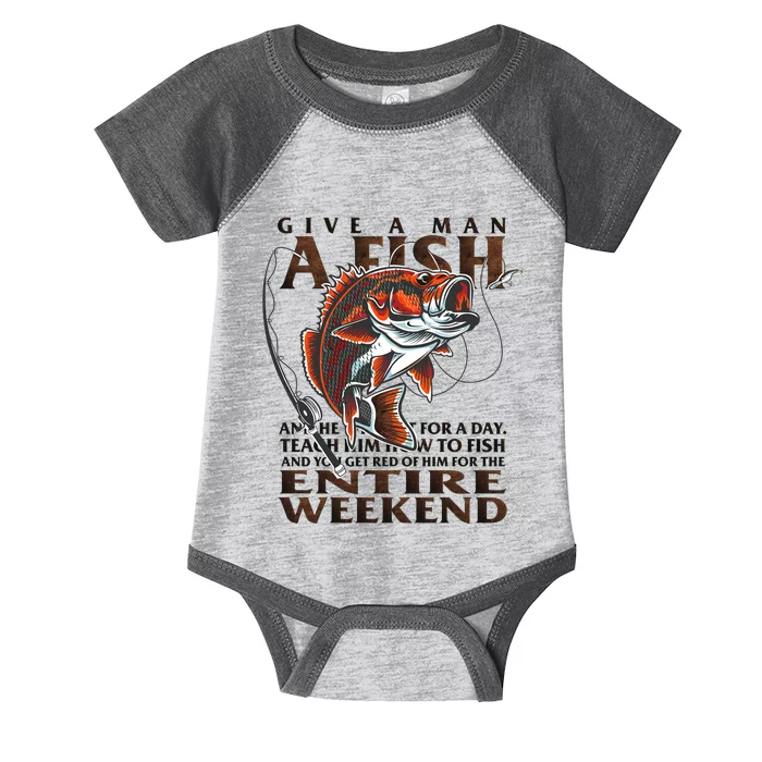 Give A Man A Fish Funny Fishing Fanatic Infant Baby Jersey Bodysuit