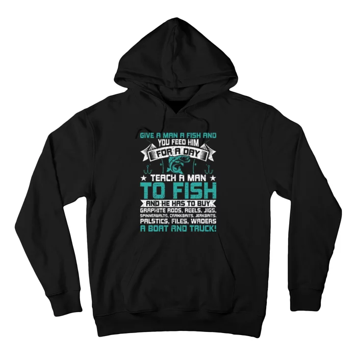 Give A Man A Fish Carp Fly Fishing Angling Hoodie