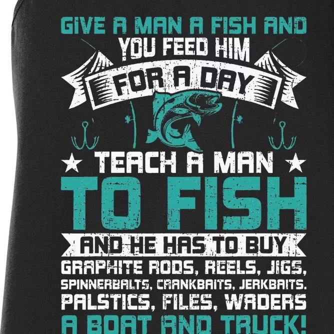 Give A Man A Fish Carp Fly Fishing Angling Women's Racerback Tank