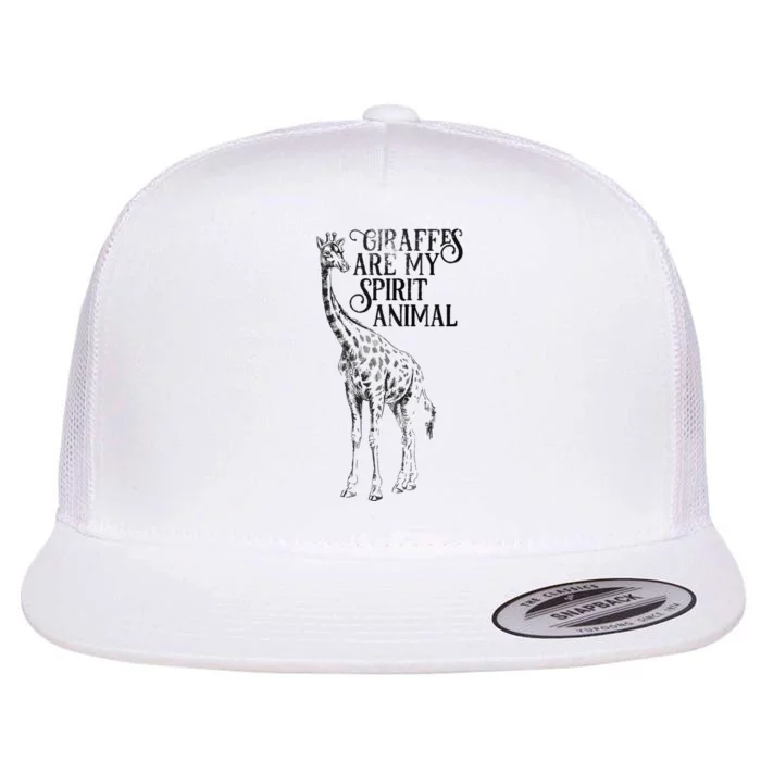 Giraffes Are My Spirit Animal For Giraffe Lovers Flat Bill Trucker Hat