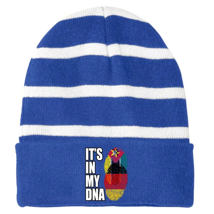 Ger And Mozambican Mix Dna Flag Heritage Gift Striped Beanie with Solid Band