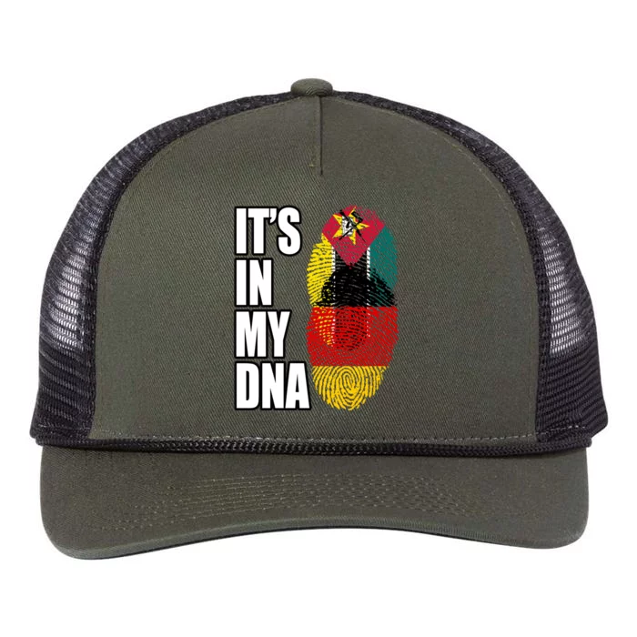 Ger And Mozambican Mix Dna Flag Heritage Gift Retro Rope Trucker Hat Cap