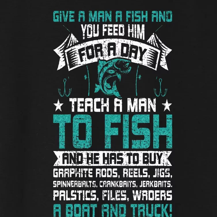 Give A Man A Fish Carp Fly Fishing Angling Women's Crop Top Tee