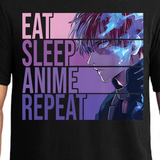 Graphic Academia My Hero Todoroki Eat Sleep Anime Repeat Pajama Set