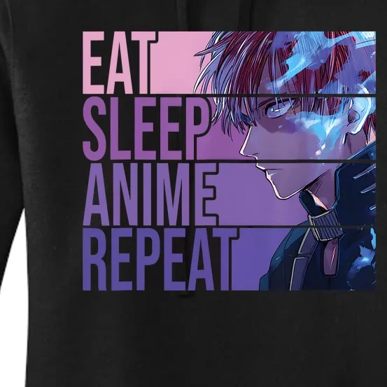 Graphic Academia My Hero Todoroki Eat Sleep Anime Repeat Women's Pullover Hoodie