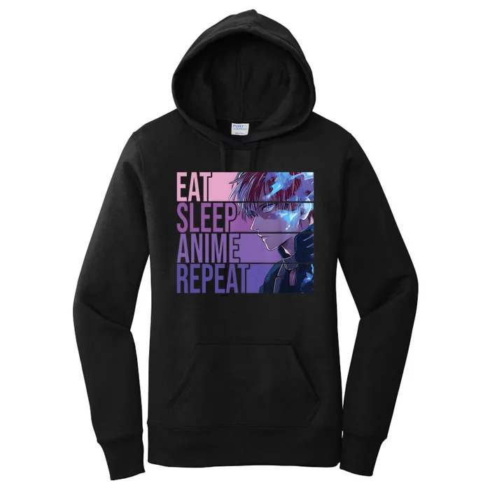 Graphic Academia My Hero Todoroki Eat Sleep Anime Repeat Women's Pullover Hoodie