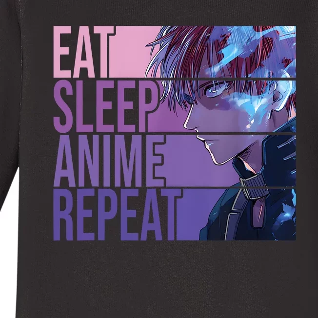 Graphic Academia My Hero Todoroki Eat Sleep Anime Repeat Baby Long Sleeve Bodysuit