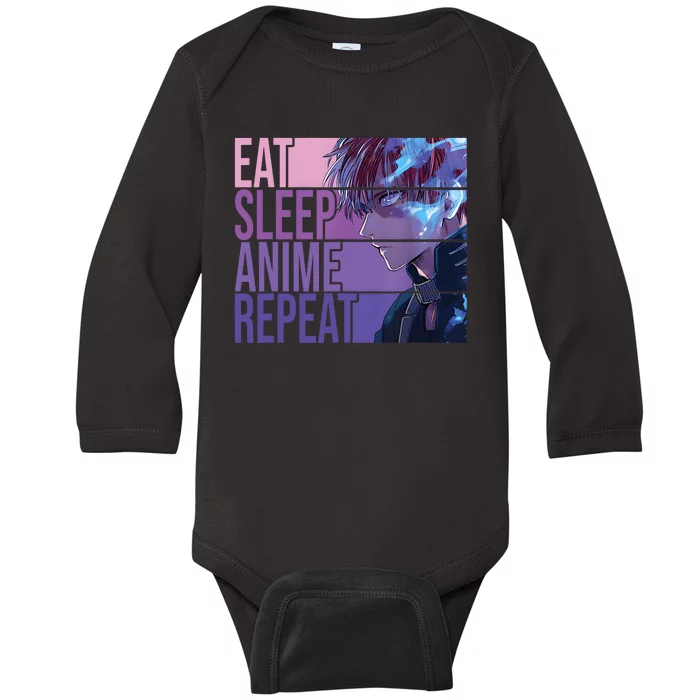 Graphic Academia My Hero Todoroki Eat Sleep Anime Repeat Baby Long Sleeve Bodysuit