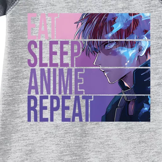 Graphic Academia My Hero Todoroki Eat Sleep Anime Repeat Infant Baby Jersey Bodysuit