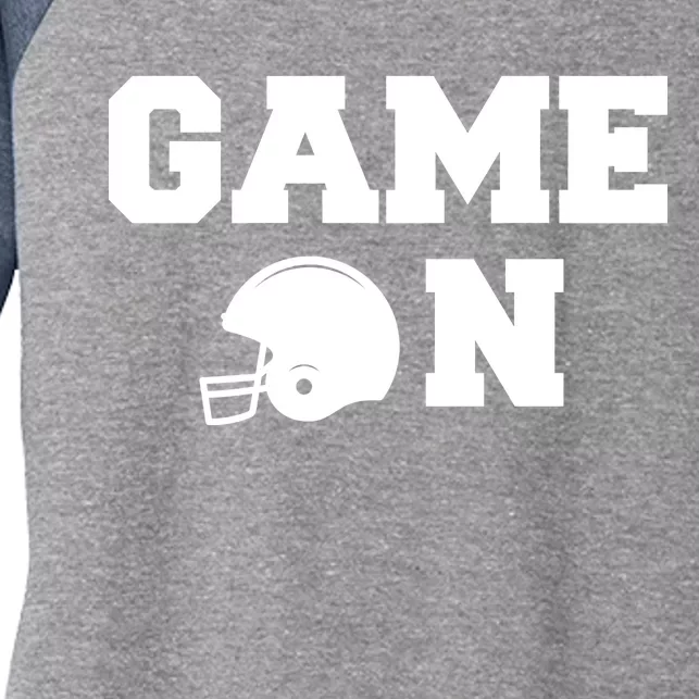 Game On Football Fan Helmet Women's Tri-Blend 3/4-Sleeve Raglan Shirt