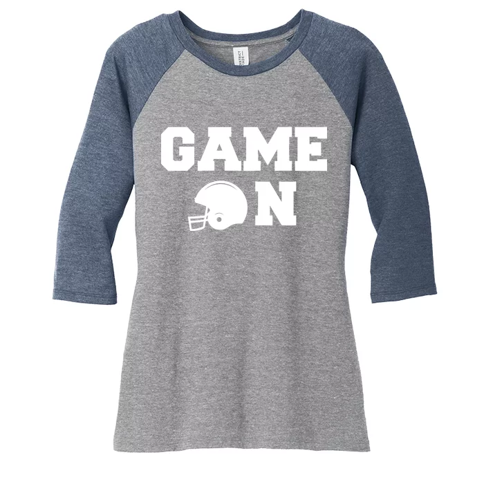 Game On Football Fan Helmet Women's Tri-Blend 3/4-Sleeve Raglan Shirt