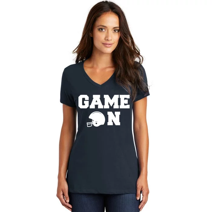 Game On Football Fan Helmet Women's V-Neck T-Shirt