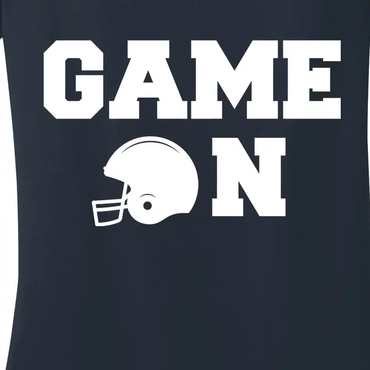 Game On Football Fan Helmet Women's V-Neck T-Shirt