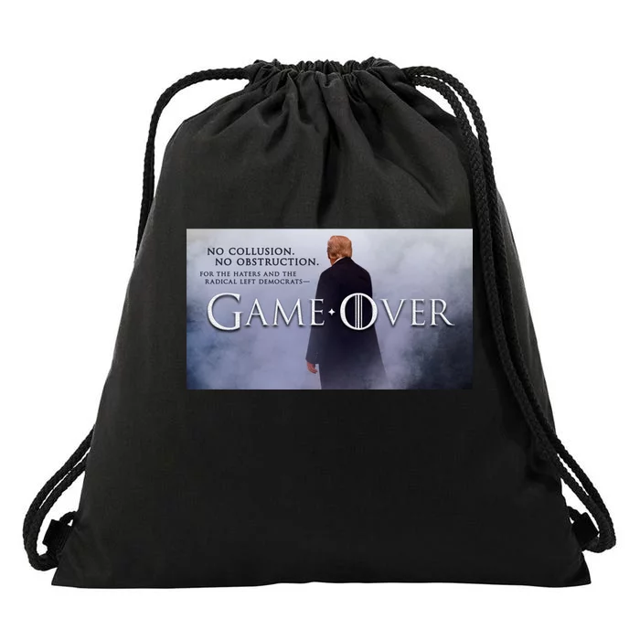 Game Over Donald J Trump No Collusion Drawstring Bag