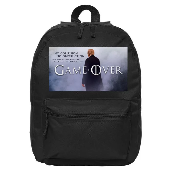 Game Over Donald J Trump No Collusion 16 in Basic Backpack