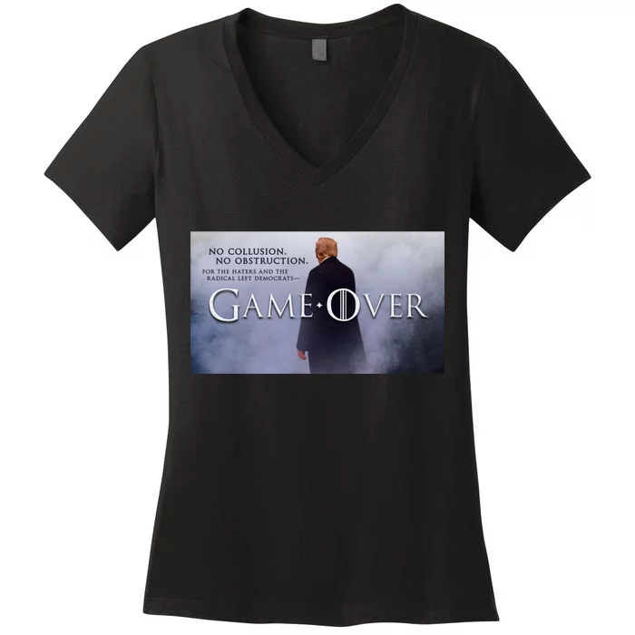 Game Over Donald J Trump No Collusion Women's V-Neck T-Shirt