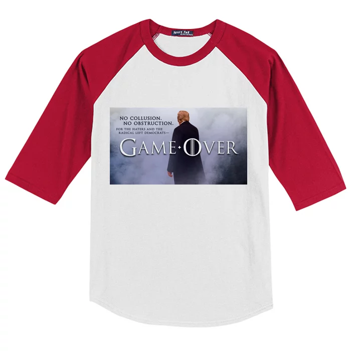 Game Over Donald J Trump No Collusion Kids Colorblock Raglan Jersey