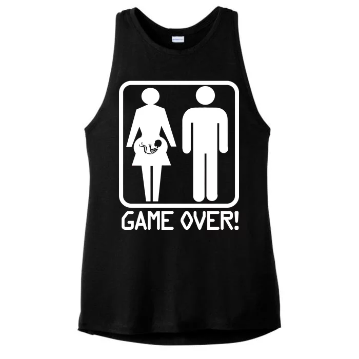 Game Over Pregnant Funny Ladies Tri-Blend Wicking Tank