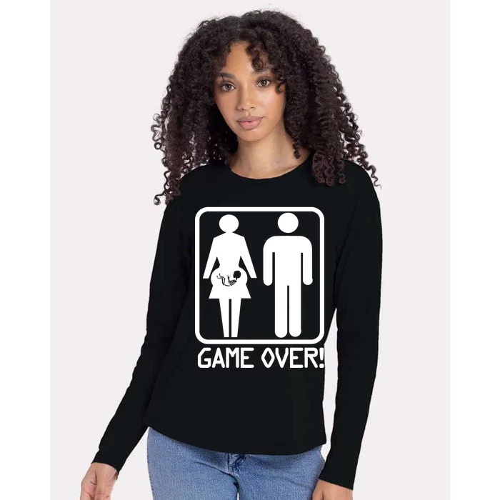 Game Over Pregnant Funny Womens Cotton Relaxed Long Sleeve T-Shirt