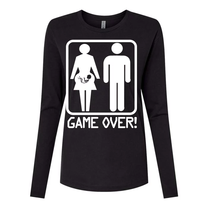 Game Over Pregnant Funny Womens Cotton Relaxed Long Sleeve T-Shirt