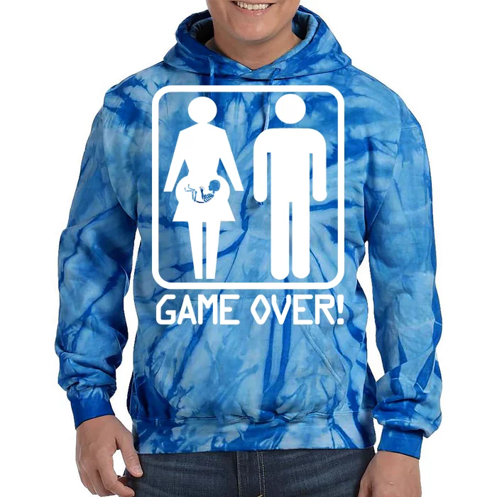 Game Over Pregnant Funny Tie Dye Hoodie