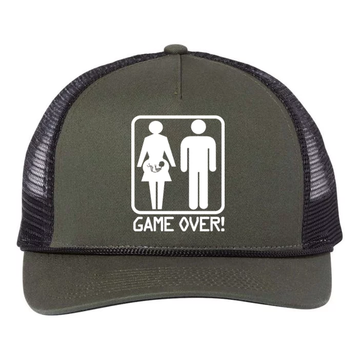 Game Over Pregnant Funny Retro Rope Trucker Hat Cap