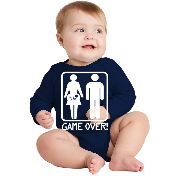 Game Over Pregnant Funny Baby Long Sleeve Bodysuit