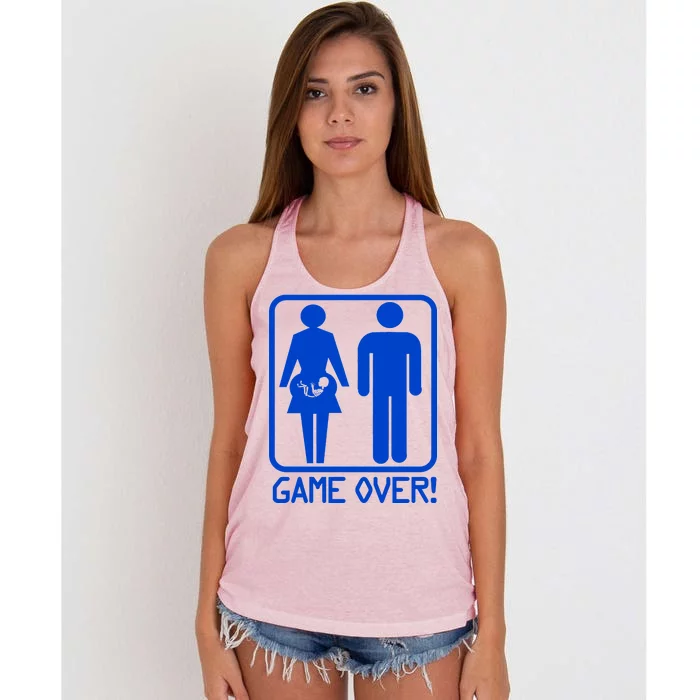 Game Over Pregnant Funny Women's Knotted Racerback Tank