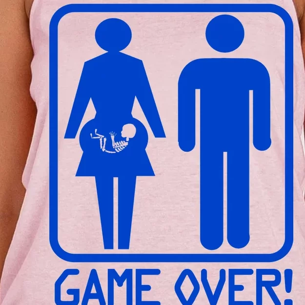 Game Over Pregnant Funny Women's Knotted Racerback Tank